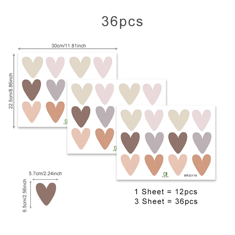 Heart Shape Trendy Boho Style Wall Stickers