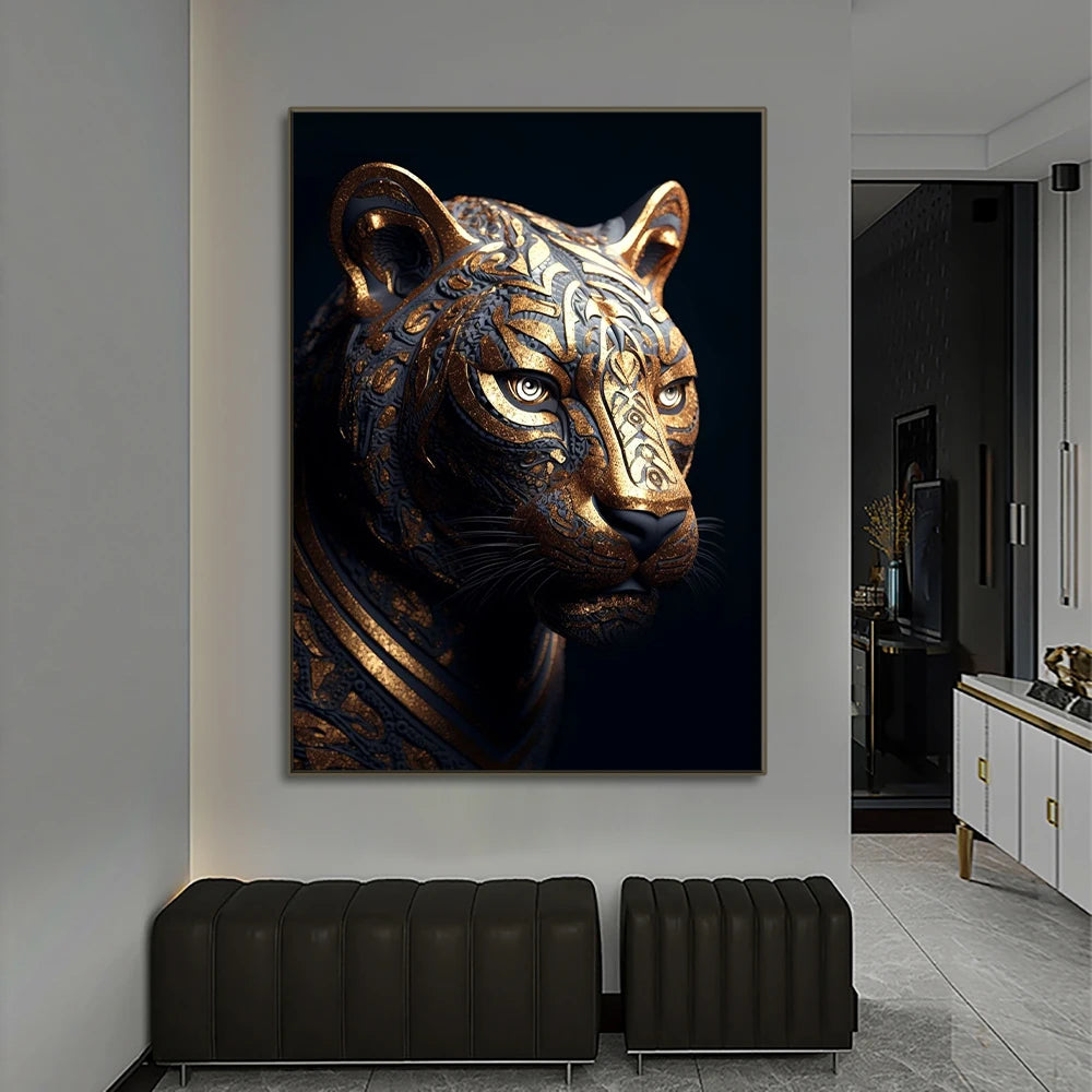 Black & Gold Animals Canvas Art